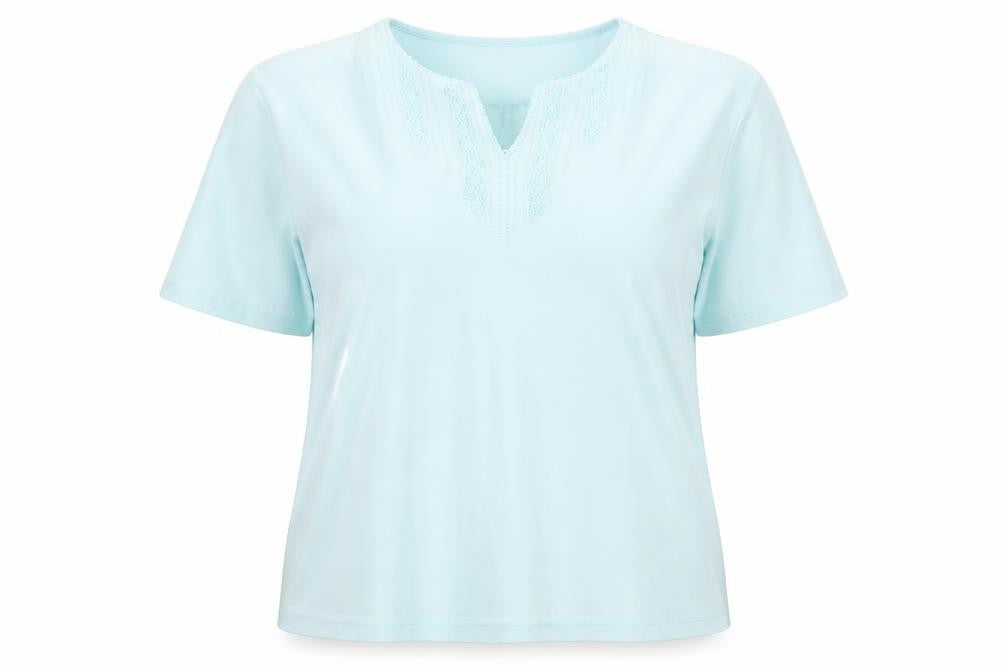 Millburn Women's Blue V-Neck Cotton T-Shirt, Size 22