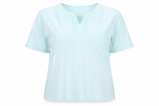 Millburn Women's Blue V-Neck Cotton T-Shirt, Size 22