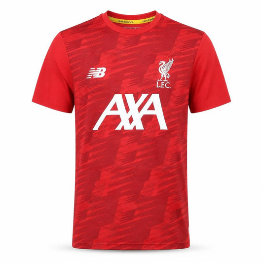 Front view of New Balance boys’ red football jersey t-shirt, size 14