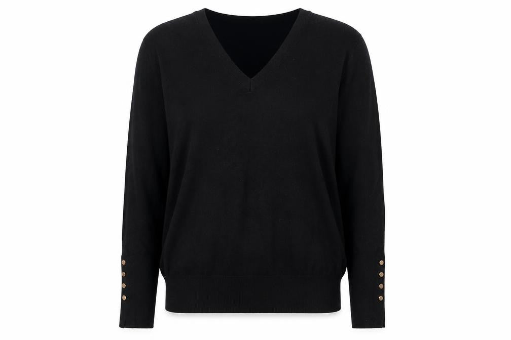 Zara Women's Black V-Neck Pullover Jumper Size 12