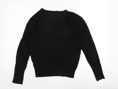 Zara Women's Black V-Neck Pullover Jumper Size 12