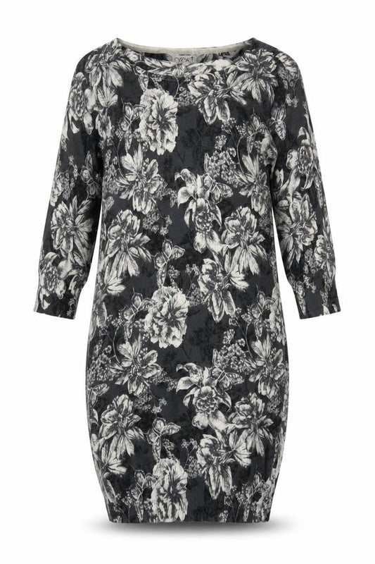 Next Women's Black Floral Knee-Length Shift Dress