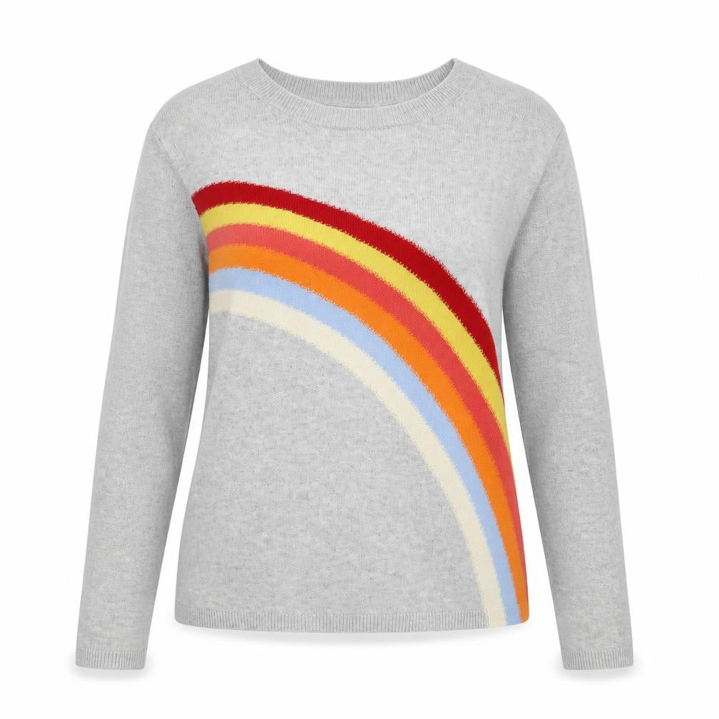 Hush Women's Grey Rainbow Pullover Jumper, XS, Casual