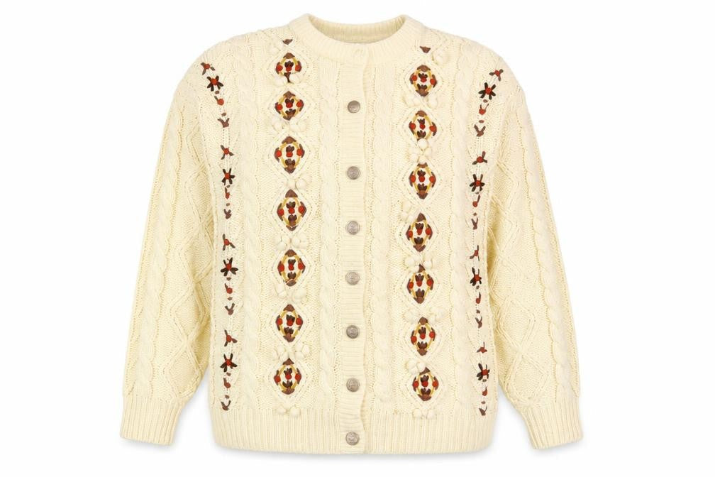 Avant Garde Women's Ivory Cable-Knit Cardigan - One Size
