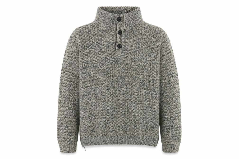 John Lewis Men's Grey Henley Knit Jumper, Size M
