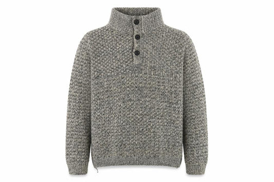 John Lewis Men's Grey Henley Knit Jumper, Size M