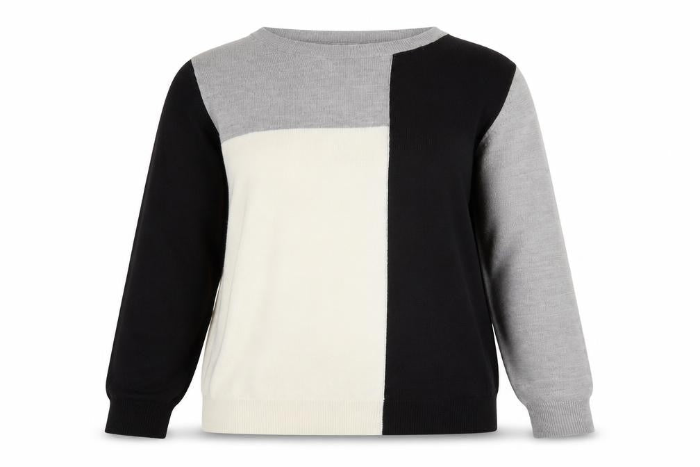 Marks & Spencer Women's Jumper, Black Grey Ivory, Size 14