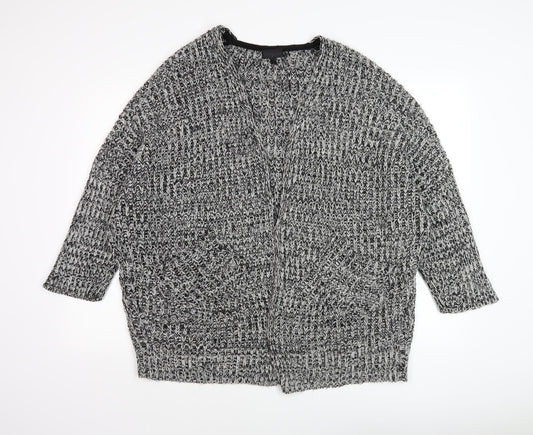 Topshop Women Black White Cardigan Size S Chunky Knit
