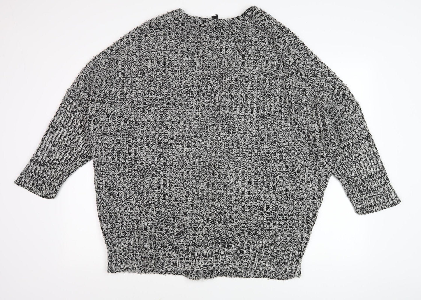 Topshop Women Black White Cardigan Size S Chunky Knit
