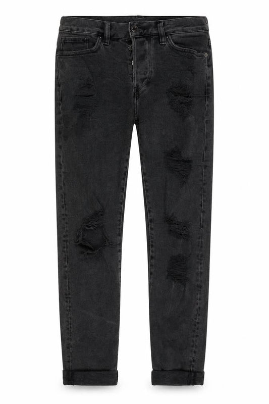 Men's Black Skinny Distressed Jeans Size 28