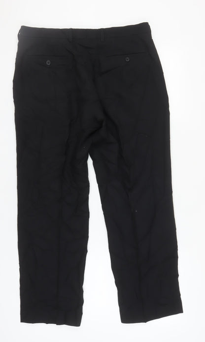 Next Men's Black Trousers, 34S, Wool Blend