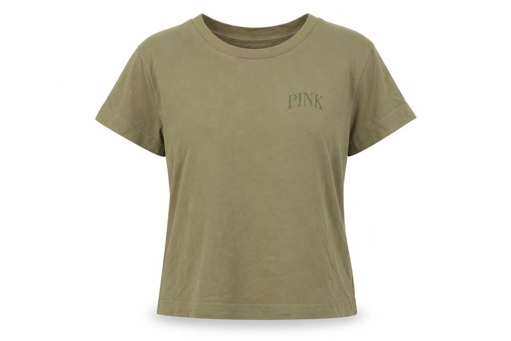 Victoria's Secret PINK Women's Olive T-Shirt - Size S