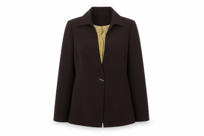 Front view of Amaranto Brown Women's Blazer, size 12, Long Sleeve