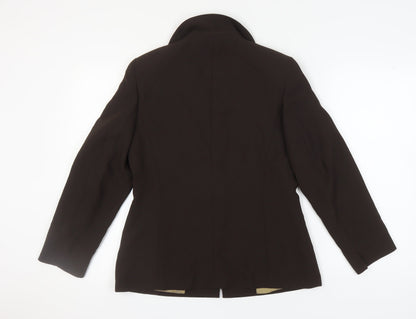 Back view of Amaranto Brown Women's Blazer, size 12, Long Sleeve