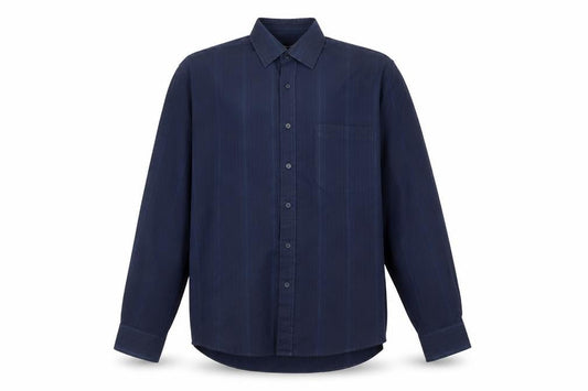 Leonardo Men's Blue Striped Button-Up Shirt 16.5