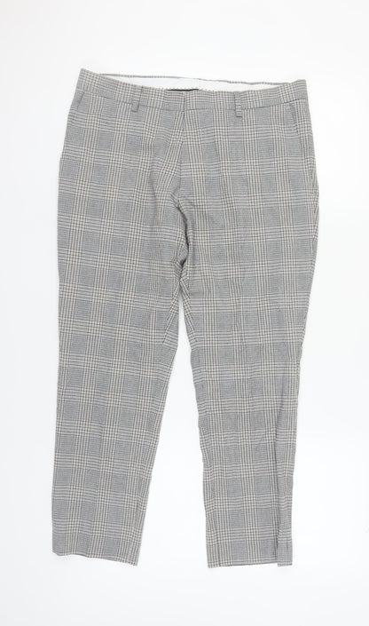 Moss Bros Men's Grey Check Trousers 34