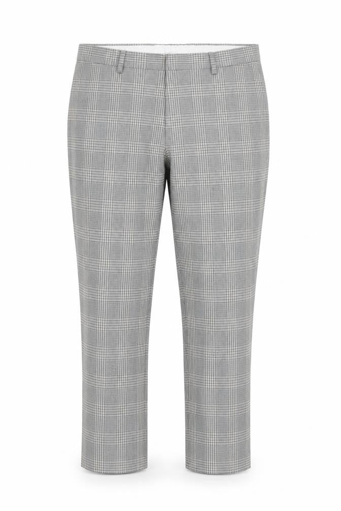 Moss Bros Men's Grey Check Trousers 34