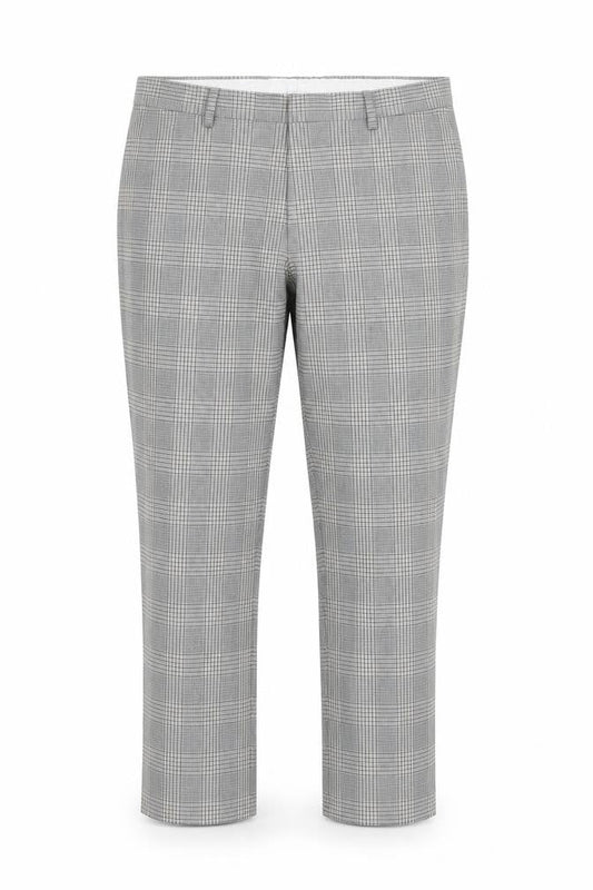 Moss Bros Men's Grey Check Trousers 34