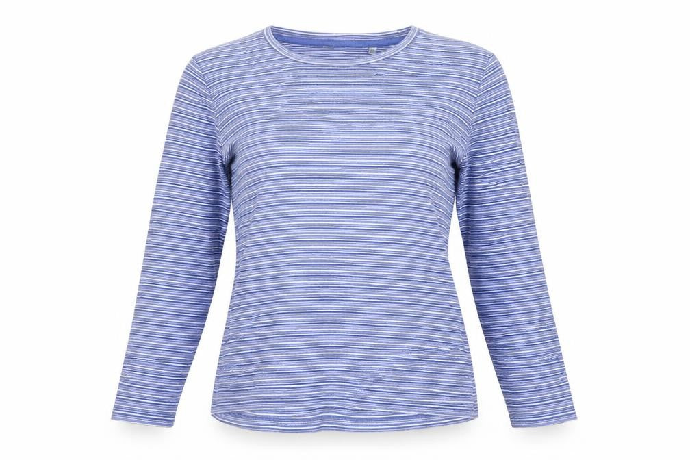 EWM Women's Blue Striped Long Sleeve T-Shirt M