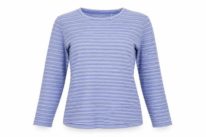 EWM Women's Blue Striped Long Sleeve T-Shirt M