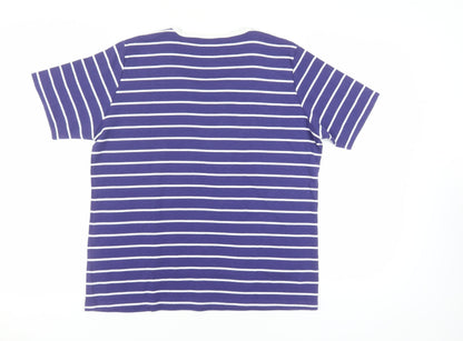 Back view of Honor Millburn Women's Blue Striped T-Shirt, size L