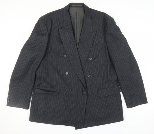Centaur Men's Grey Pinstripe Wool Blazer Jacket 46R