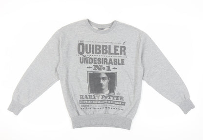 Preloved Harry Potter Women's Grey Sweatshirt, Size 12, Logo Print - Front