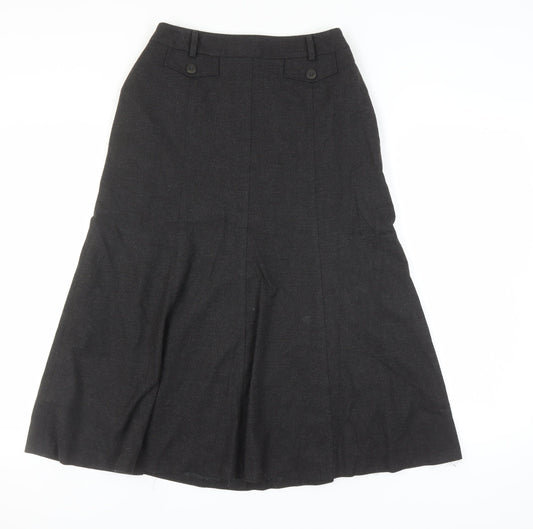 Viyella Women's Black Midi A-Line Skirt UK 8, Petite