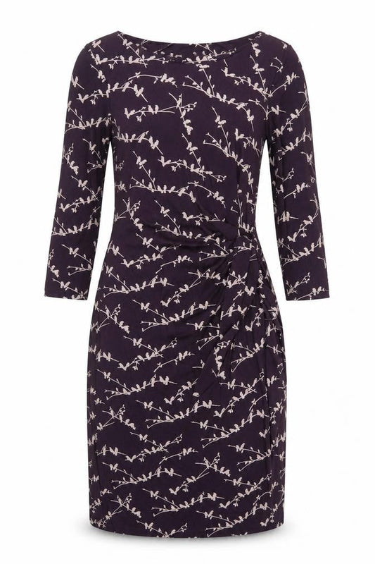 Laura Ashley Women’s Floral Multicoloured Dress - UK 8, Boat Neck, Ruched Design
