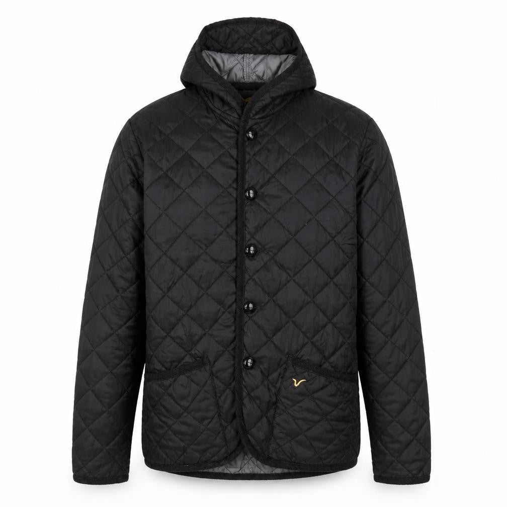 Voi Jeans Men's Black Quilted Hooded Jacket M