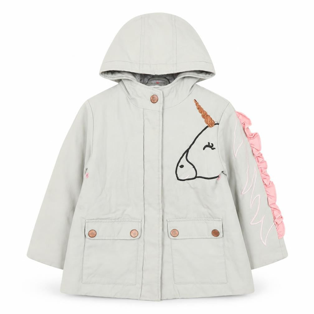 Next Girls Grey Unicorn Coat, 3-4 Years, Hooded, Lined