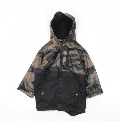 Additional front view of Firetrap boys’ camouflage rain coat 2-3 years