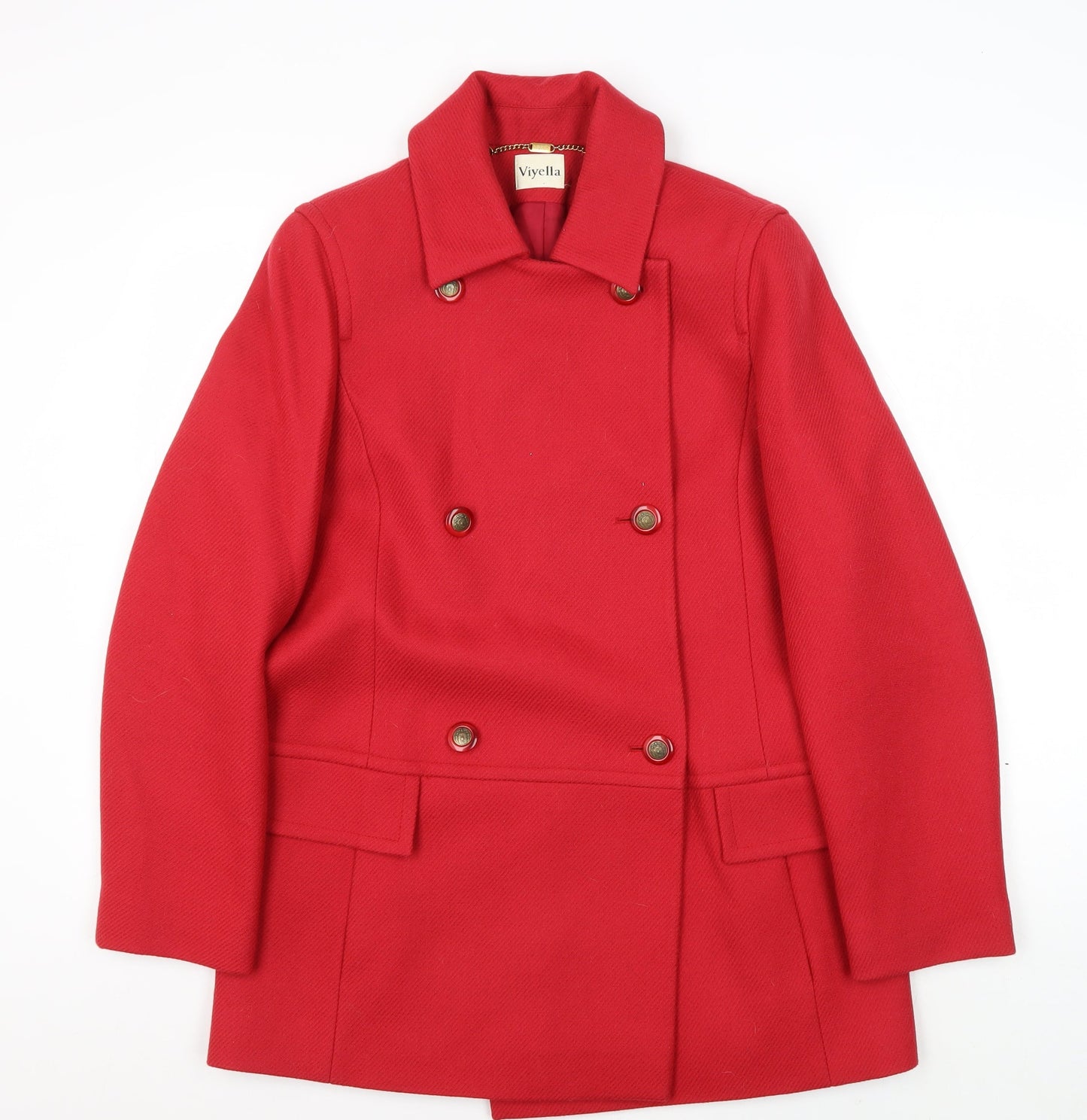 Viyella Women's Red Wool Pea Coat UK 10