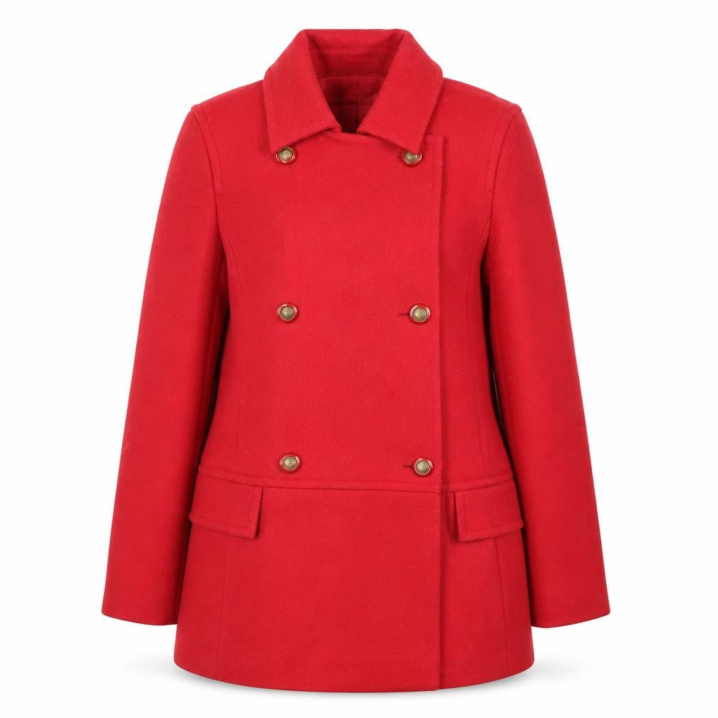 Viyella Women's Red Wool Pea Coat UK 10