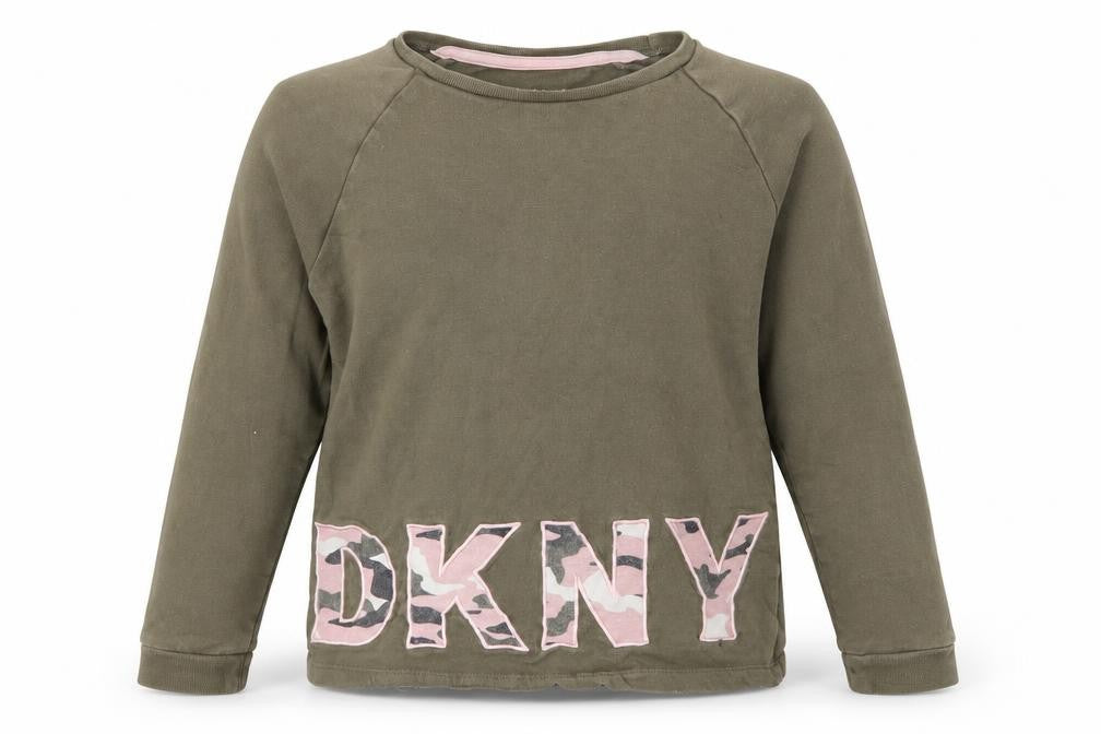 Front view of DKNY girls’ green long sleeve t-shirt -, size 10, years