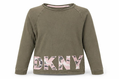 Front view of DKNY girls’ green long sleeve t-shirt -, size 10, years
