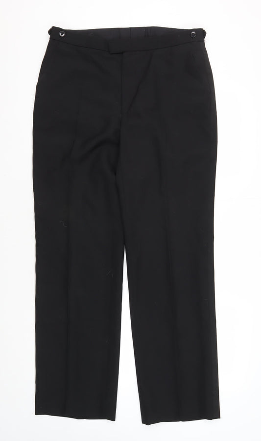 Turo Men's Black Formal Trousers, Size 34, Regular Fit