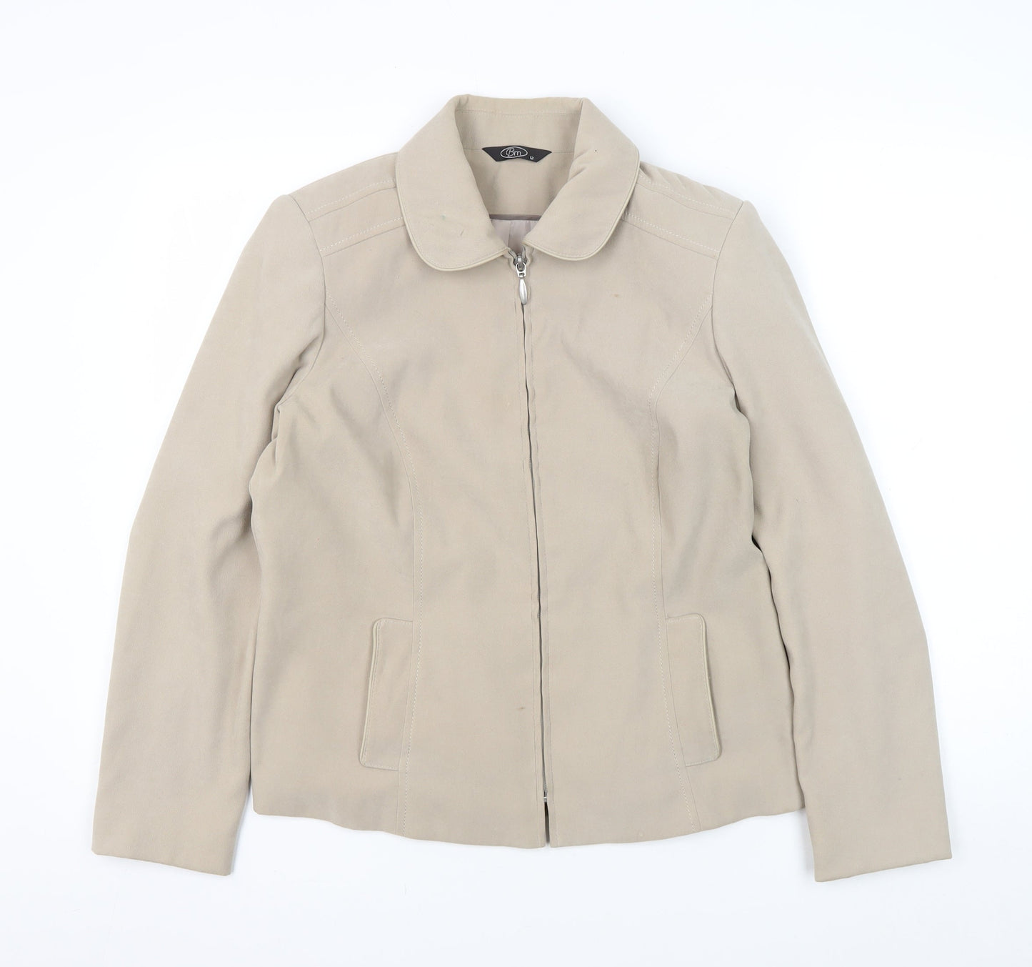 Bm Women's Beige Mid-Length Jacket, Size 12 - Stylish & Versatile