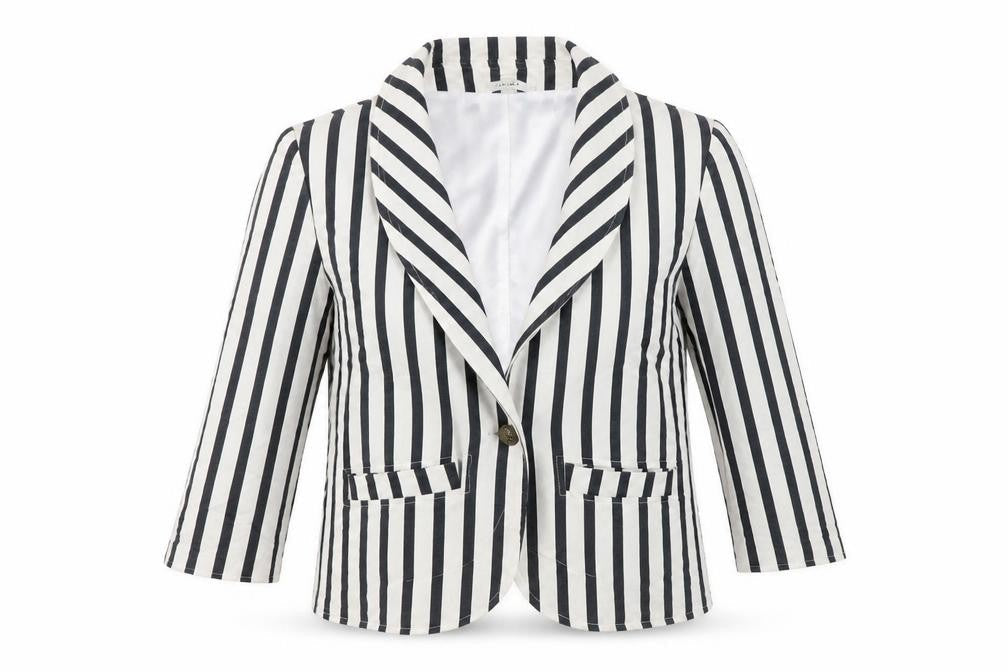 Stella Women's White Striped Blazer - Size L - Classic Style