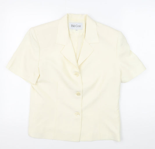 Bill Cost Womens Ivory Blazer Large Short Sleeve Notch Single-Breasted