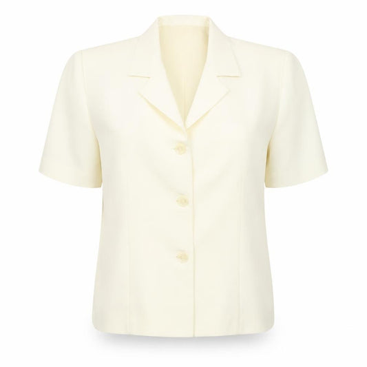 Bill Cost Womens Ivory Blazer Large Short Sleeve Notch Single-Breasted