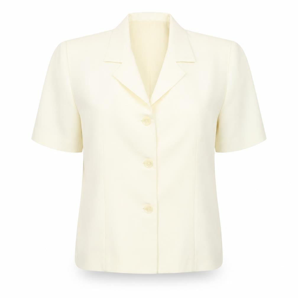 Bill Cost Womens Ivory Blazer Large Short Sleeve Notch Single-Breasted