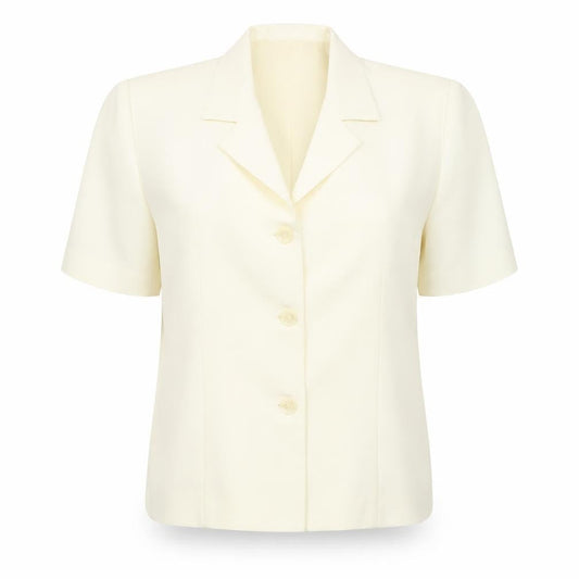Bill Cost Womens Ivory Blazer Large Short Sleeve Notch Single-Breasted