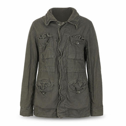 Women's Green Military Jacket, S, Linen-Cotton