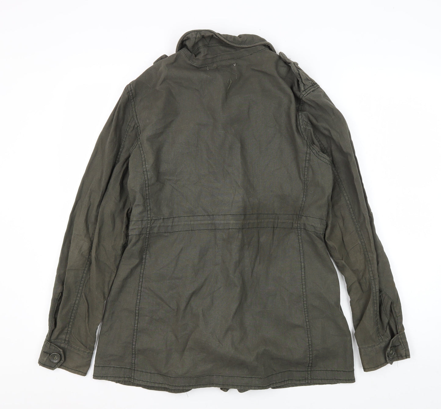 Women's Green Military Jacket, S, Linen-Cotton