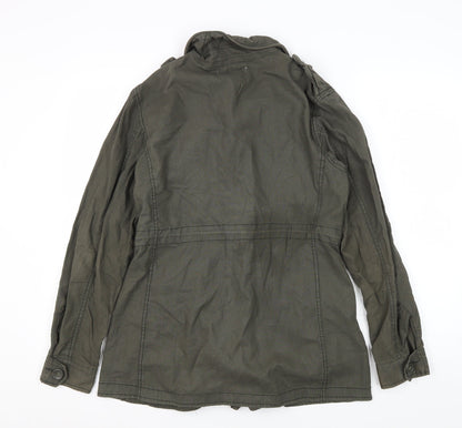 Women's Green Military Jacket, S, Linen-Cotton