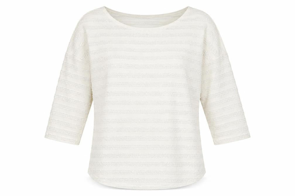 Next Women's White Striped Knit T-Shirt Size 14