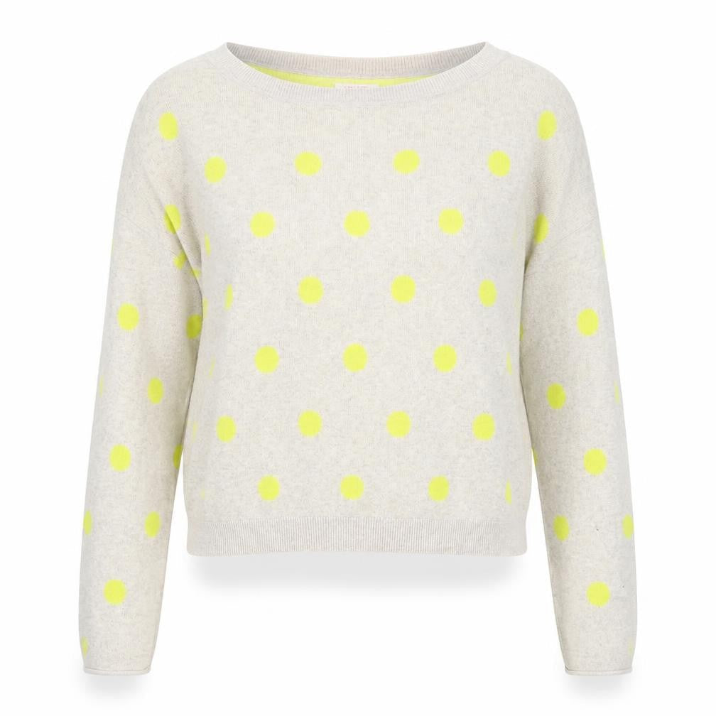 FOR THEE Women's Beige L Polka Dot Pullover Jumper