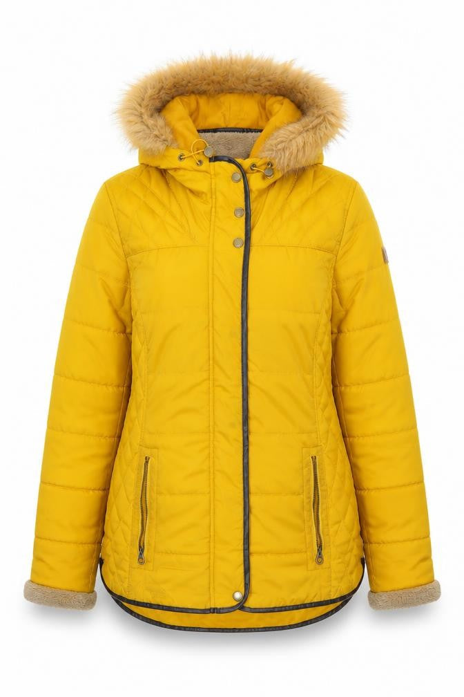Regatta Women's Yellow Quilted Hooded Jacket Size 14