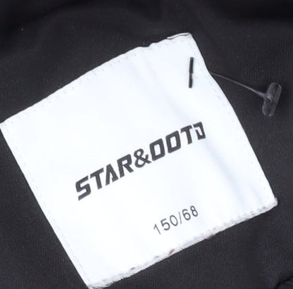 Close-up detail of Star&Dot boys’ black hooded parka jacket - 11 years